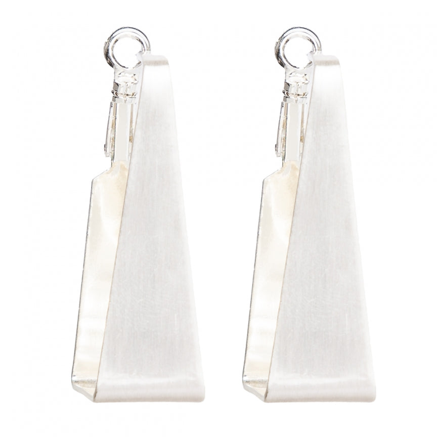 Rectangular silver circle earrings