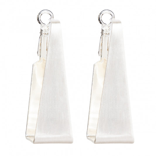 Rectangular silver circle earrings