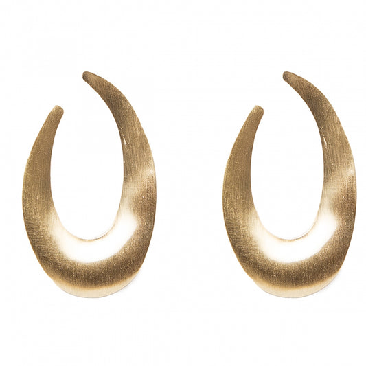 Stylized satin golden circle earrings