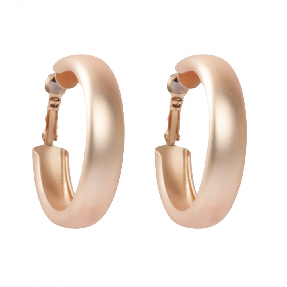 Satin rose gold circle earrings