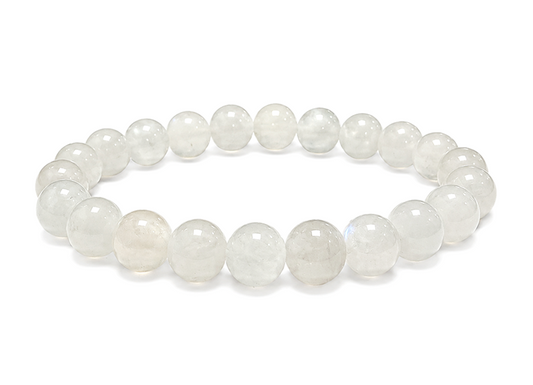 Bracciale elasticizzato pietre dure pietra di luna bianca A 8 mm