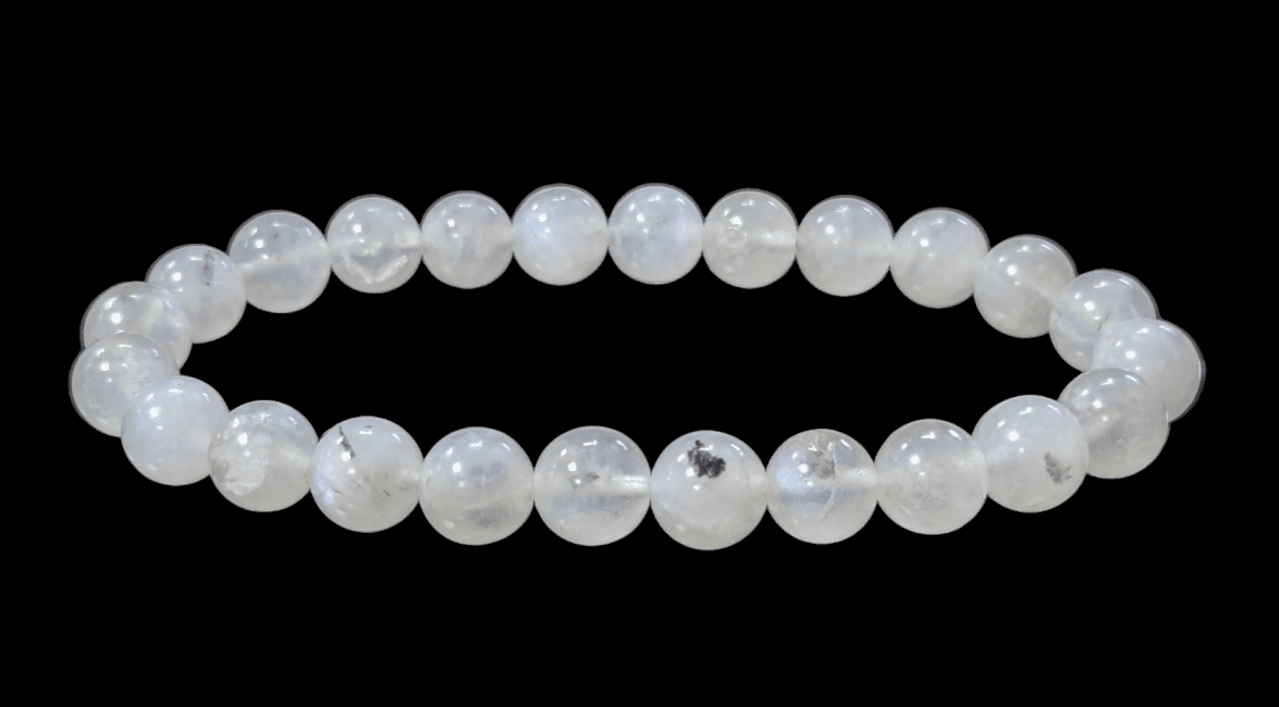 Bracciale elasticizzato pietre dure pietra di luna bianca A 8 mm