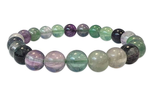 Stretch bracelet with multicolored fluorite hard stones