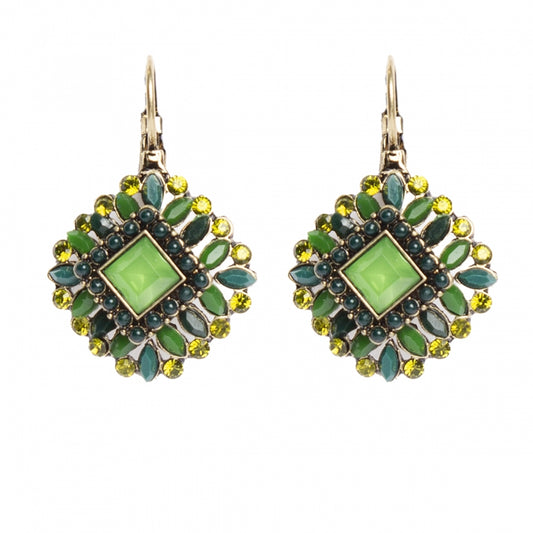 Green golden earrings