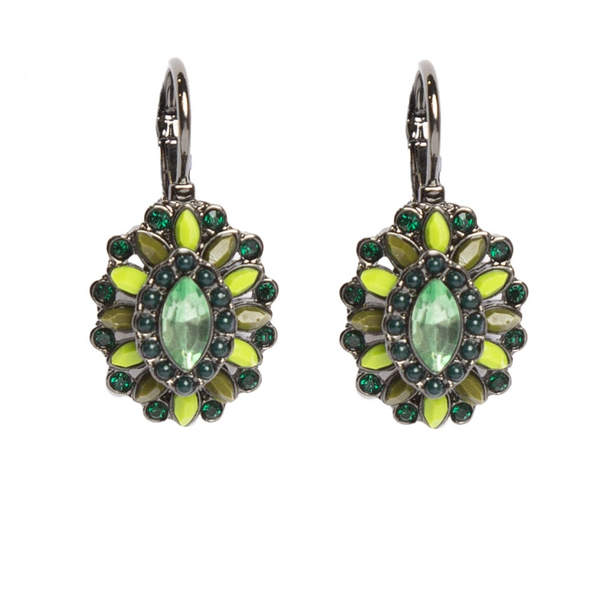 Green silver earrings