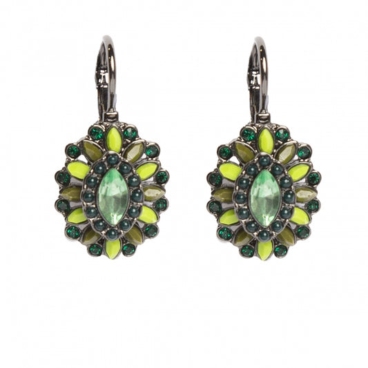 Green silver earrings