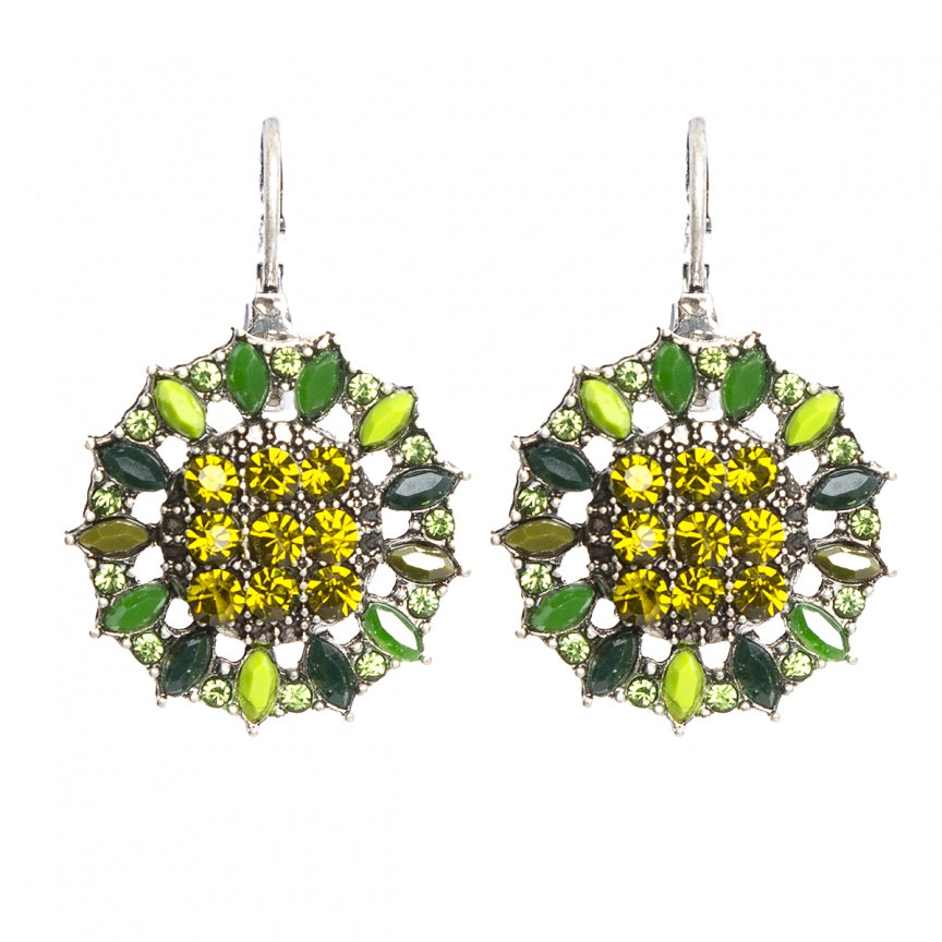 Green silver earrings