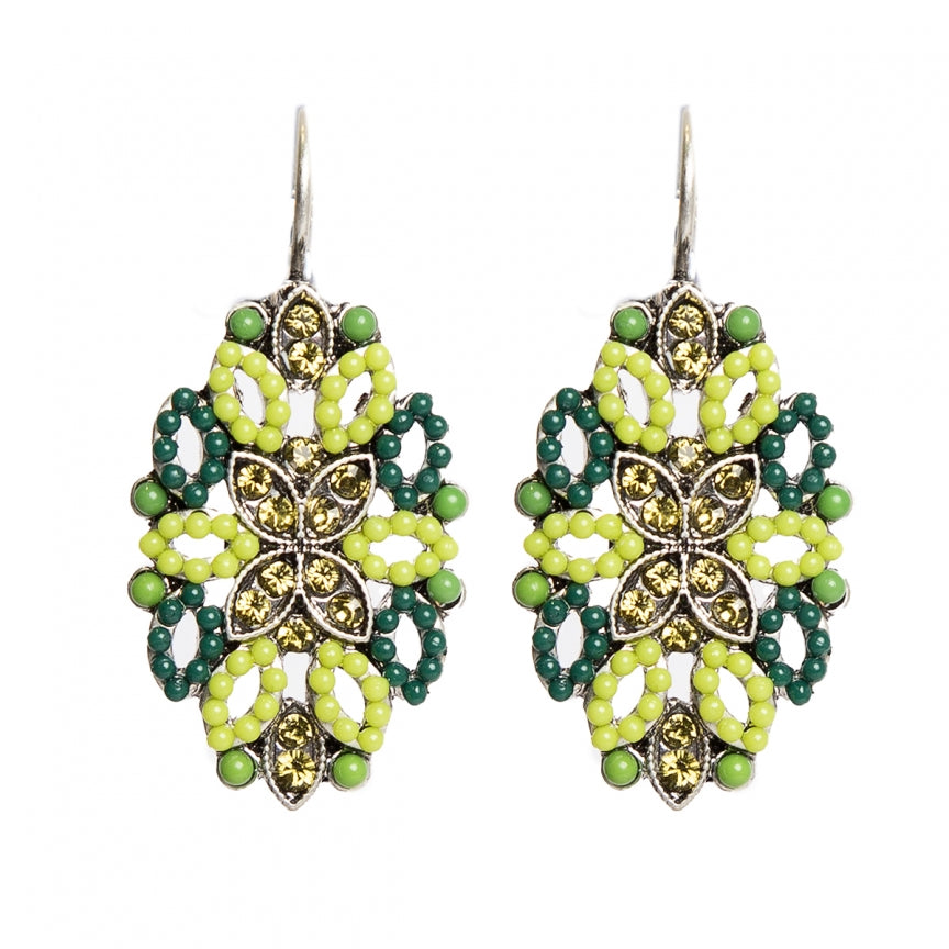 Green and gold golden earrings