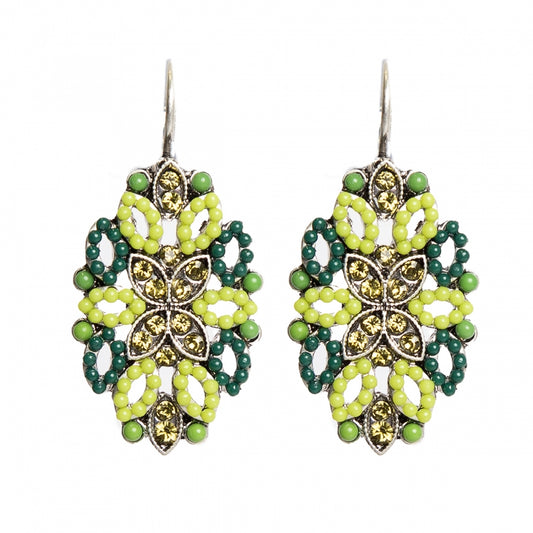 Green and gold golden earrings