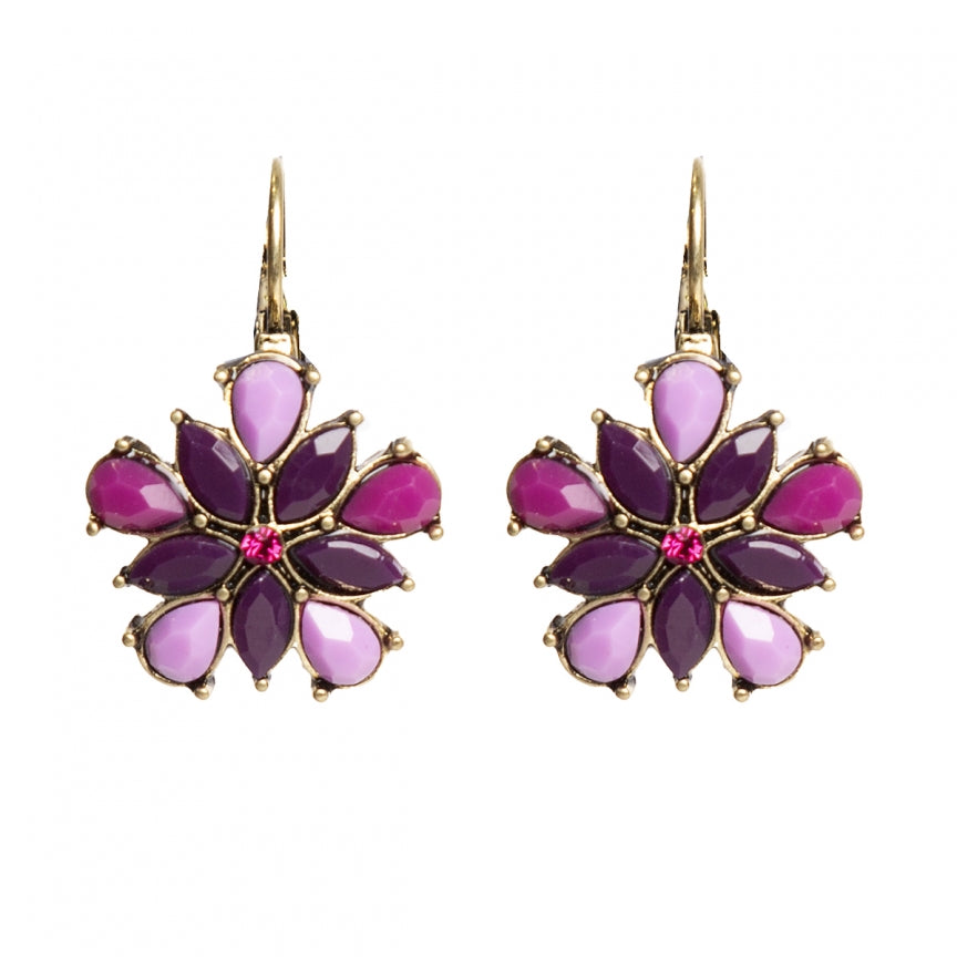 Fuchsia purple golden earrings