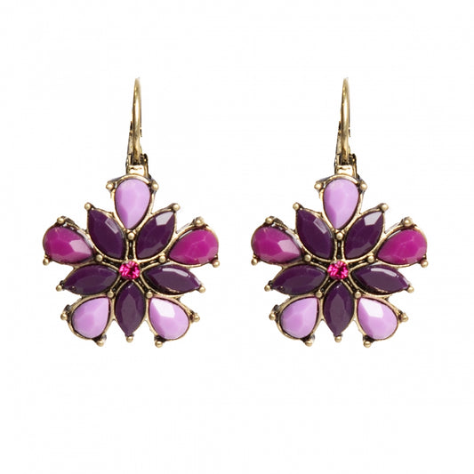 Fuchsia purple golden earrings