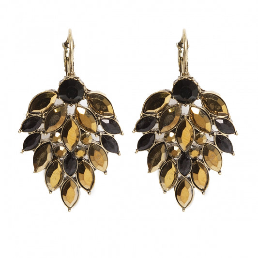 Golden rhinestone earrings in gold and black