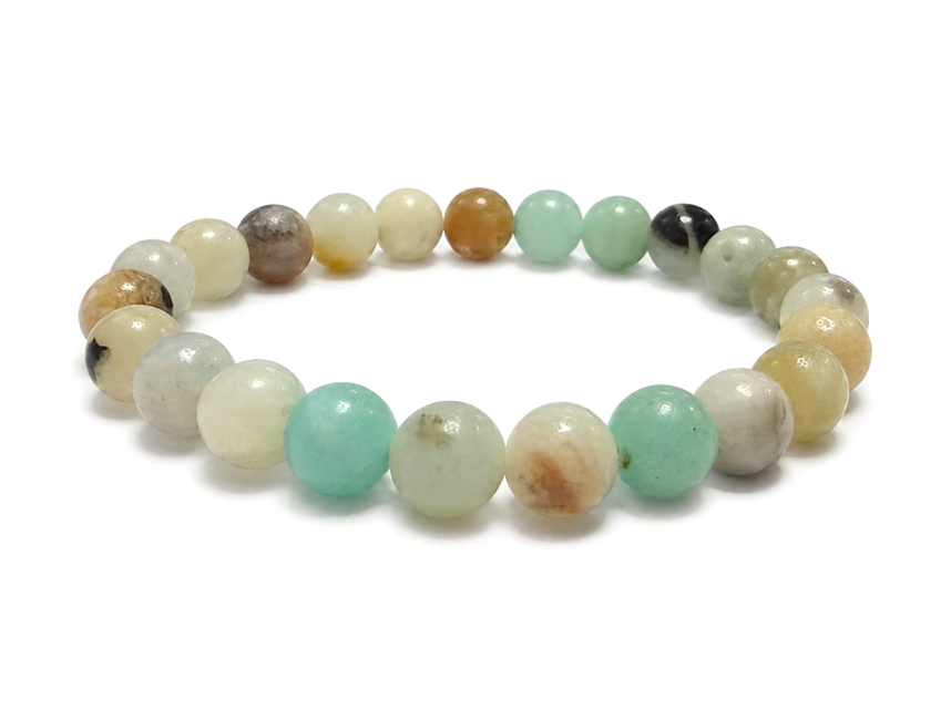 Bracciale elasticizzato pietre dure amazzonite multicolore 8 mm