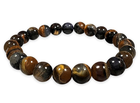 Stretch bracelet with hawk's eye stones