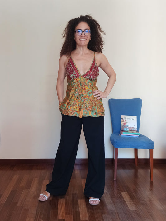 Blue, red and gold top Size S/M A151