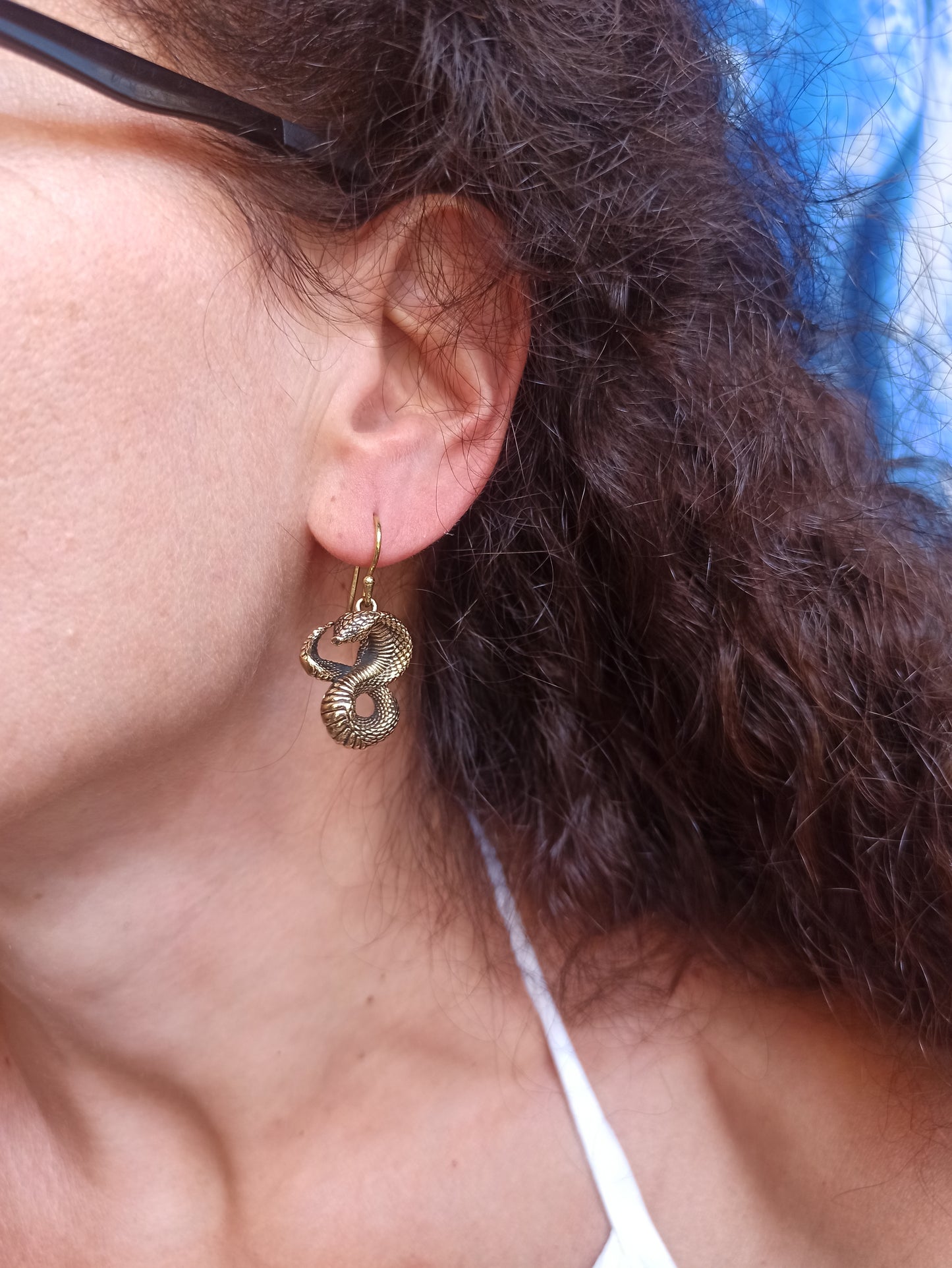 Golden snake boho earrings