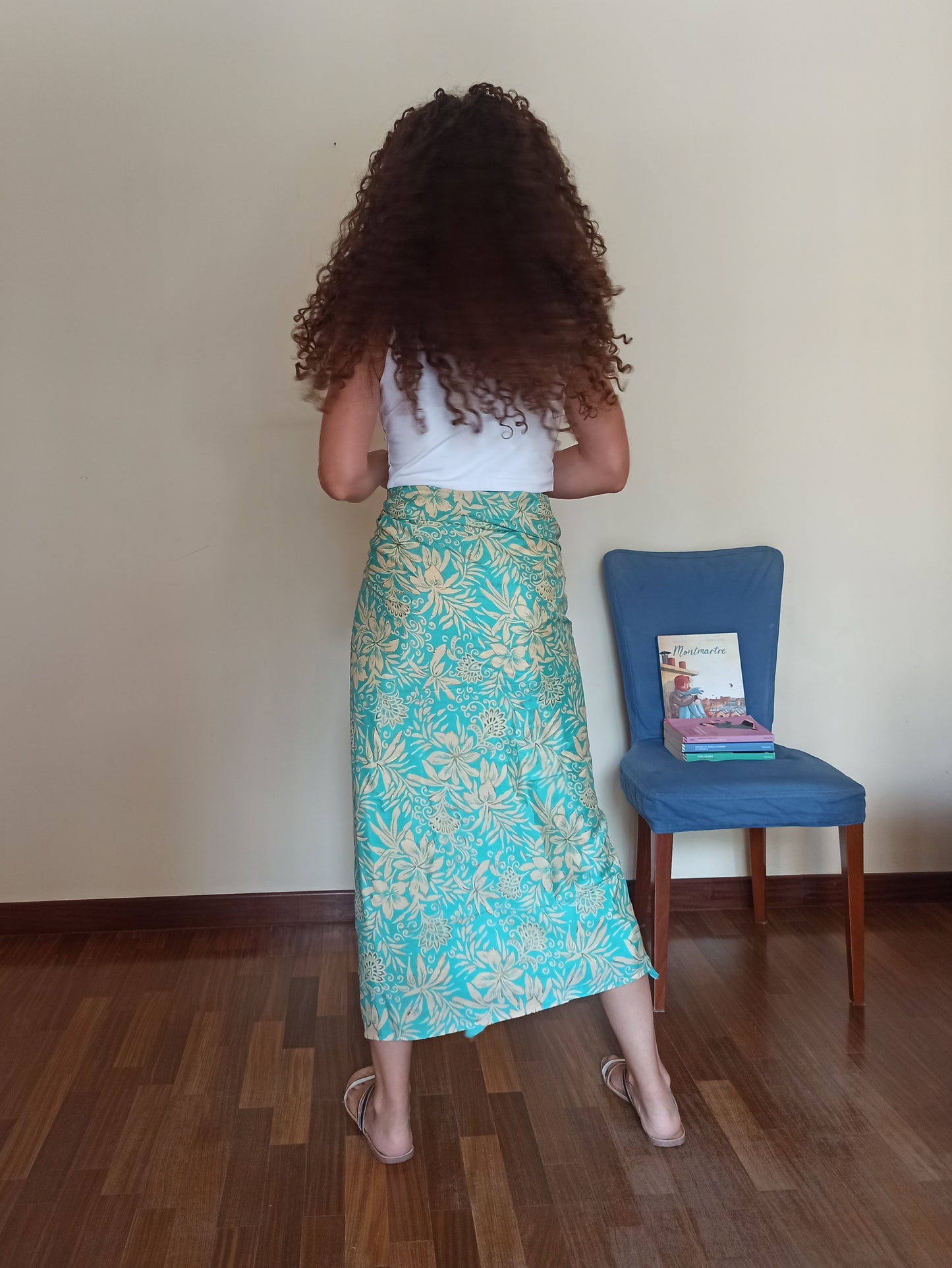 Aqua and butter green pareo A104