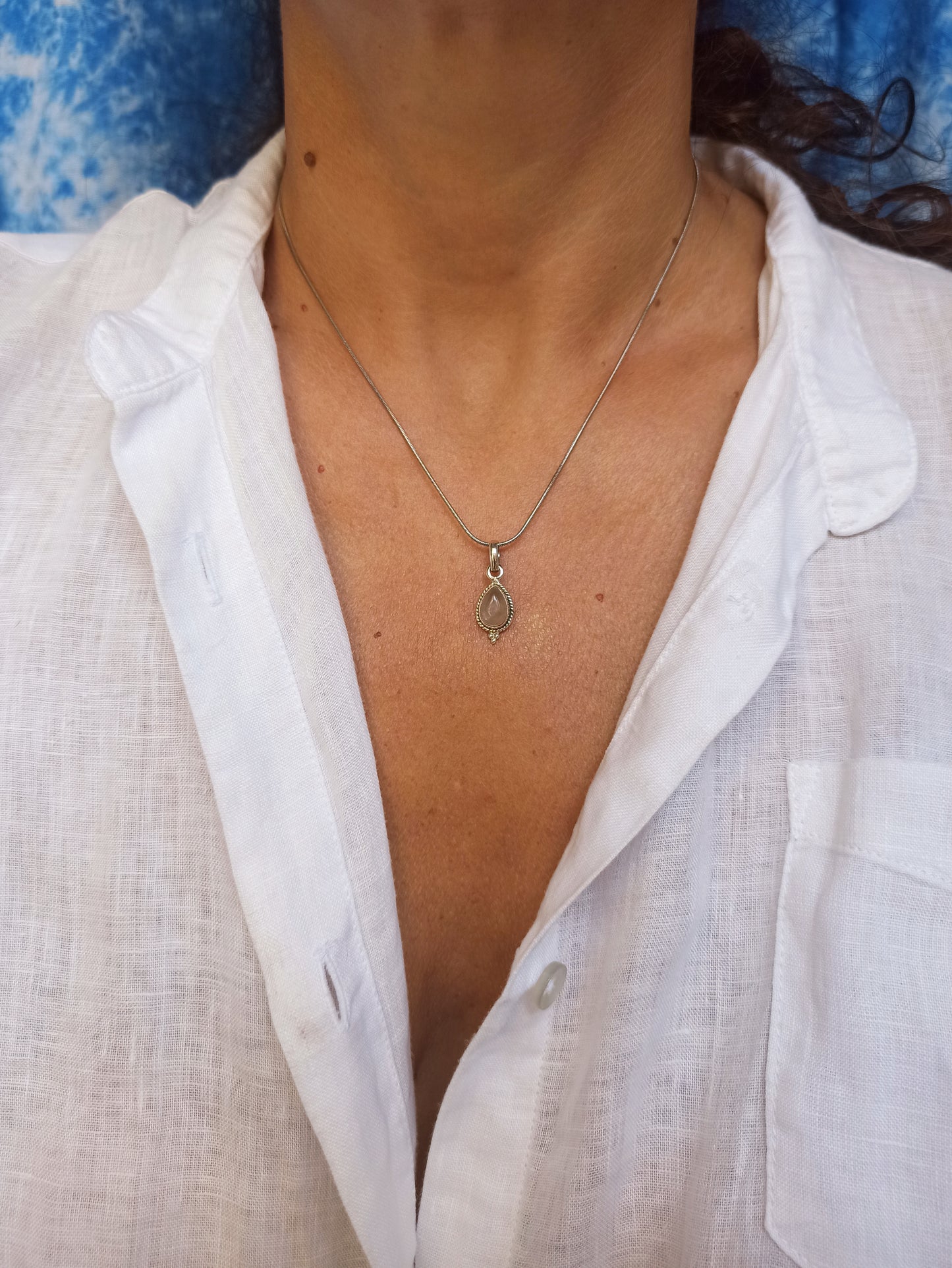 925 silver rose quartz pendant F41