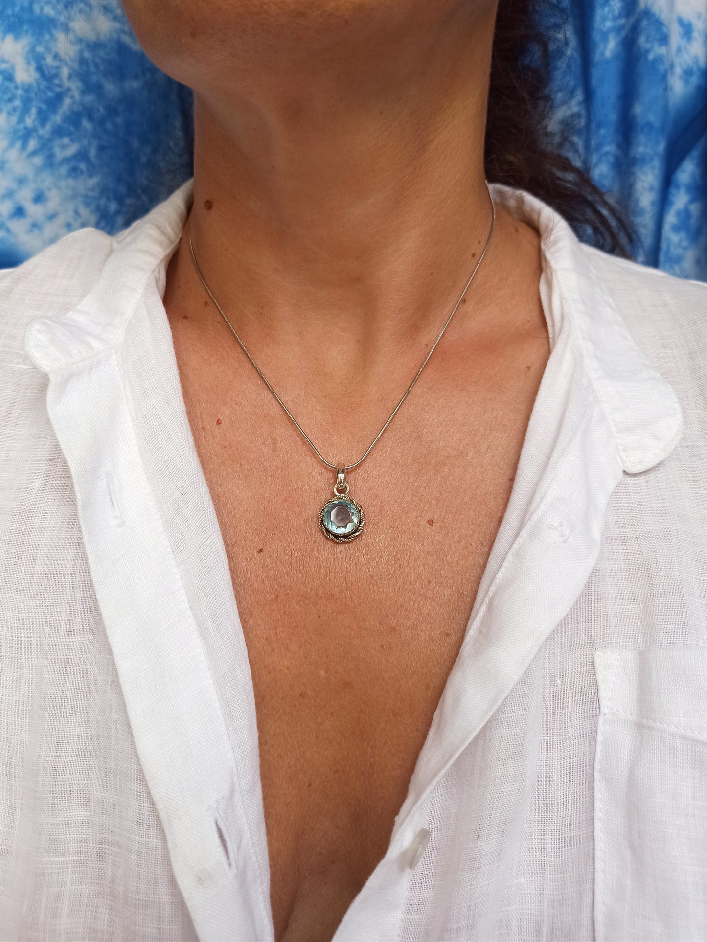 925 silver aquamarine pendant F50