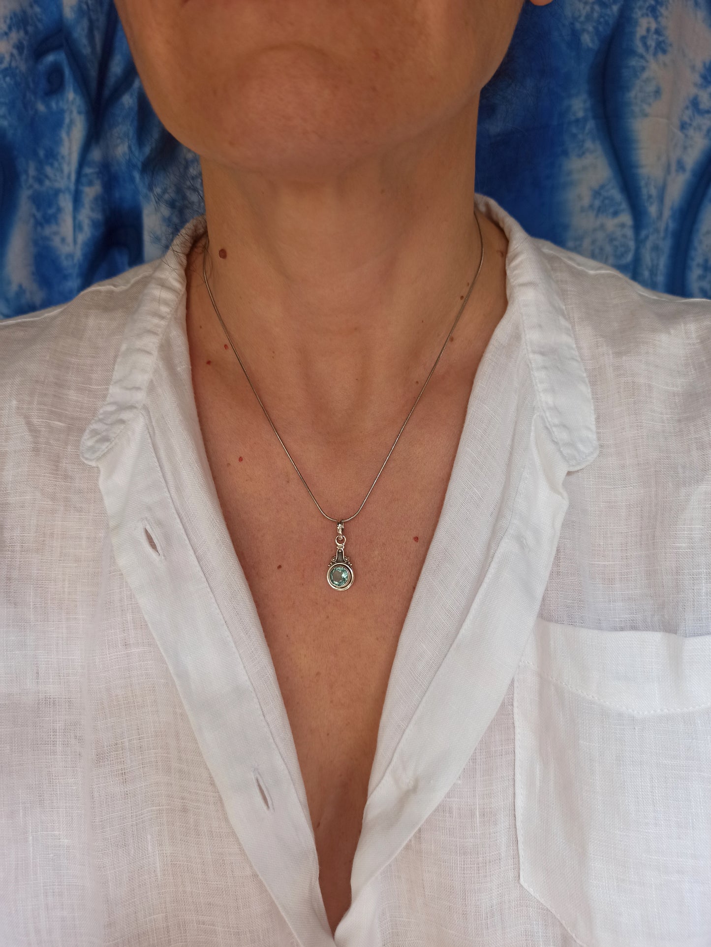 925 Silver Aquamarine Pendant C61