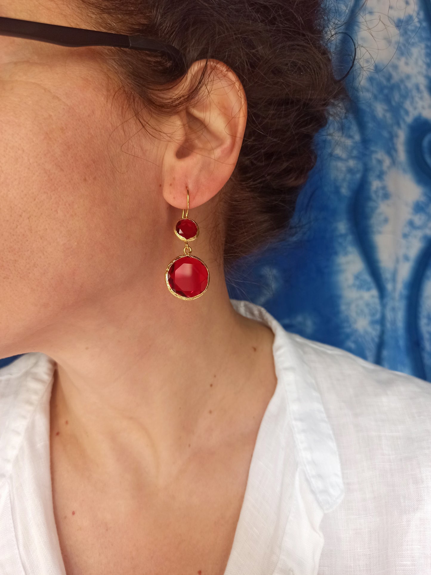 2 red stone earrings