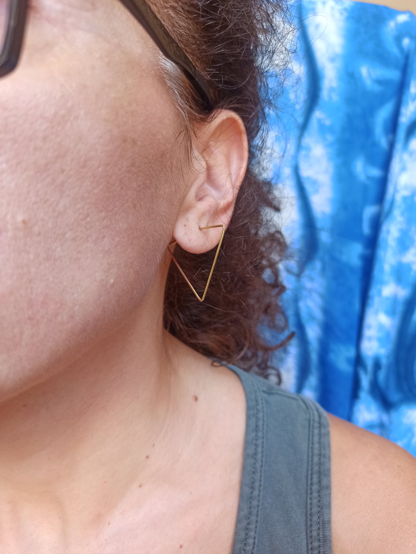 Boho golden earrings triangle hoops