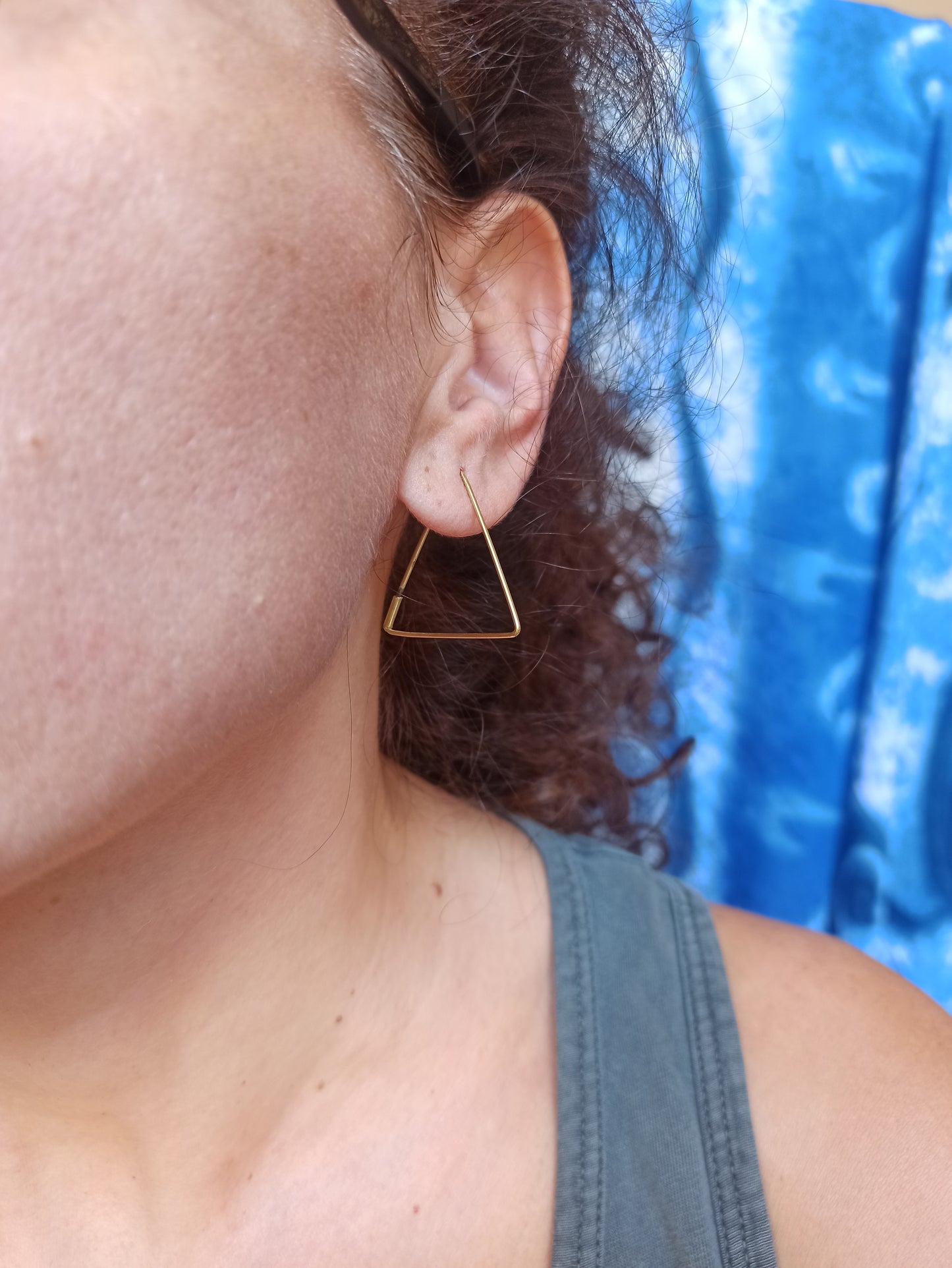 Boho golden earrings triangle hoops