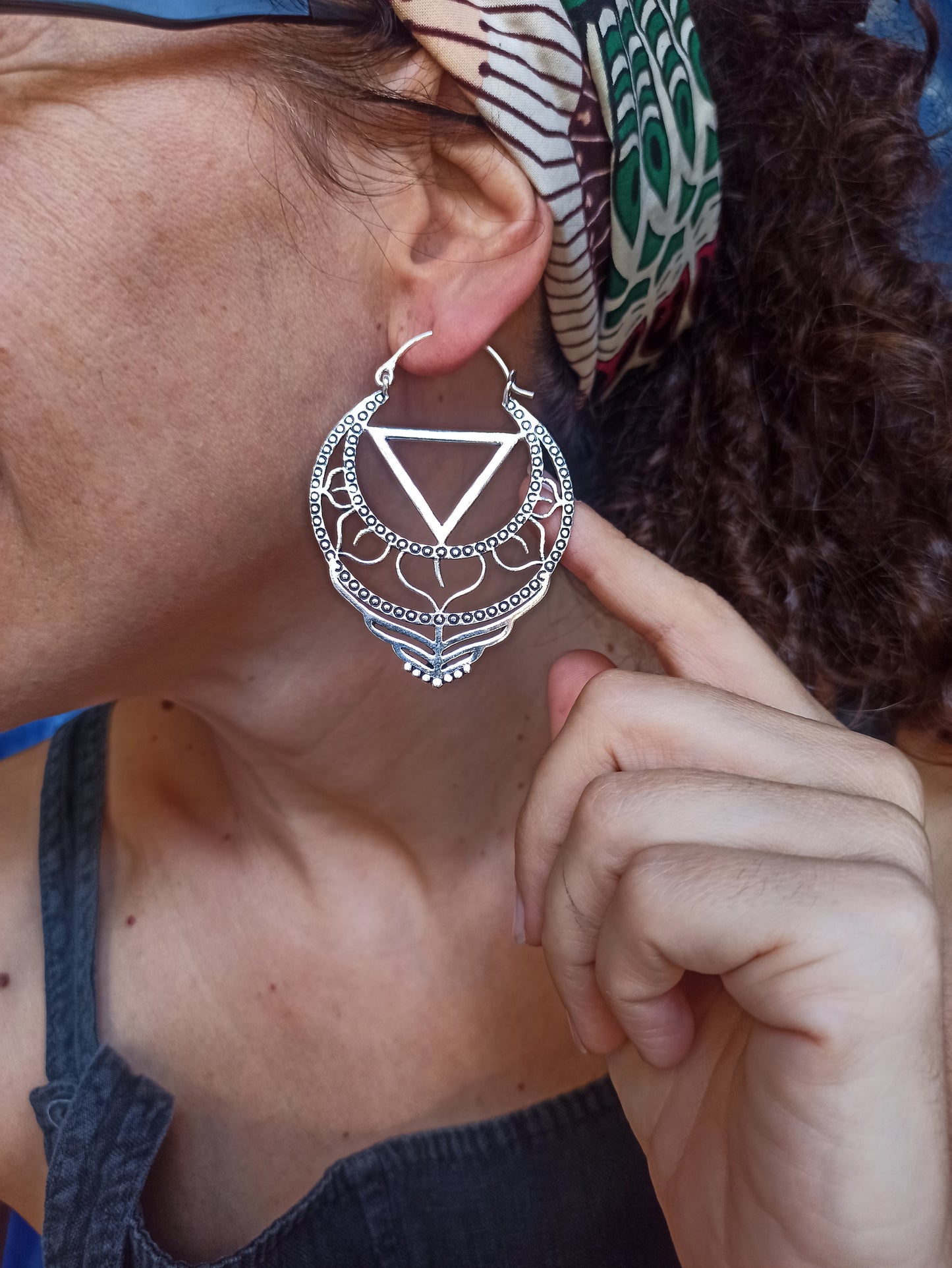 Silver boho earrings with spikes