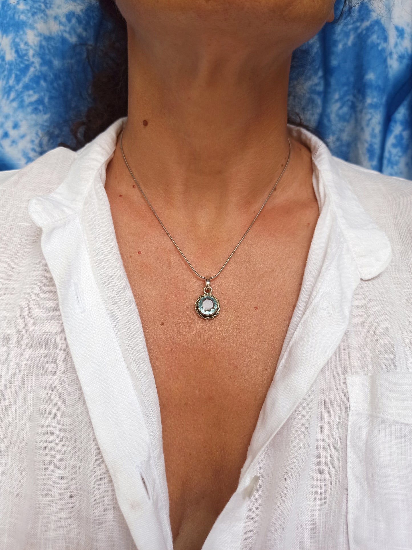 925 silver aquamarine pendant F50