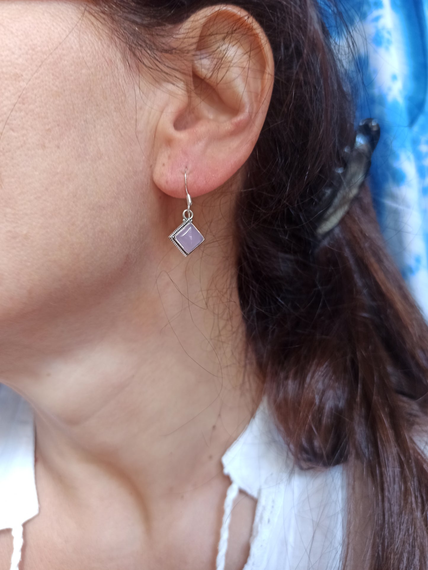 Rose quartz 925 silver earrings