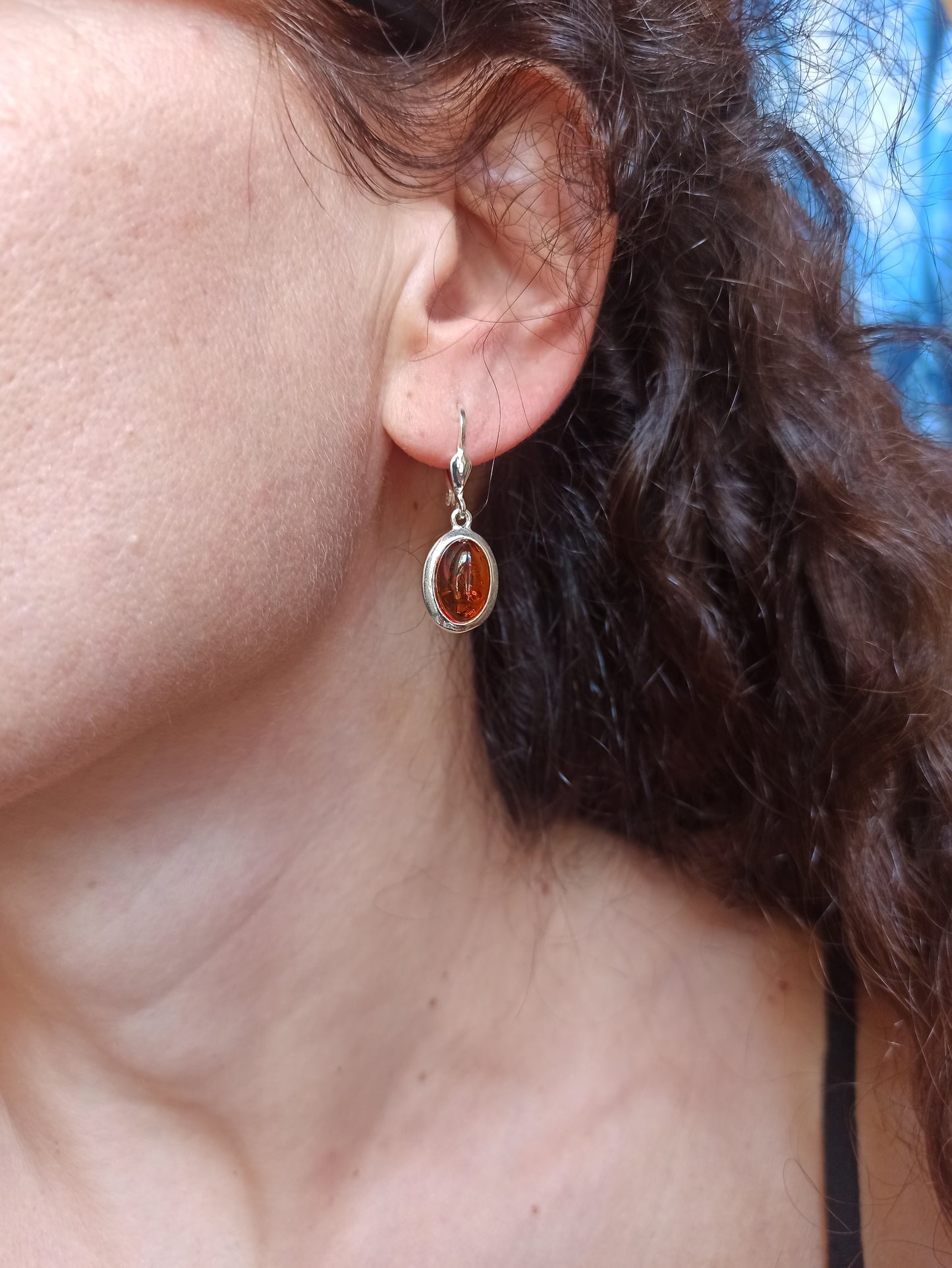 Silver 925 amber earrings A1