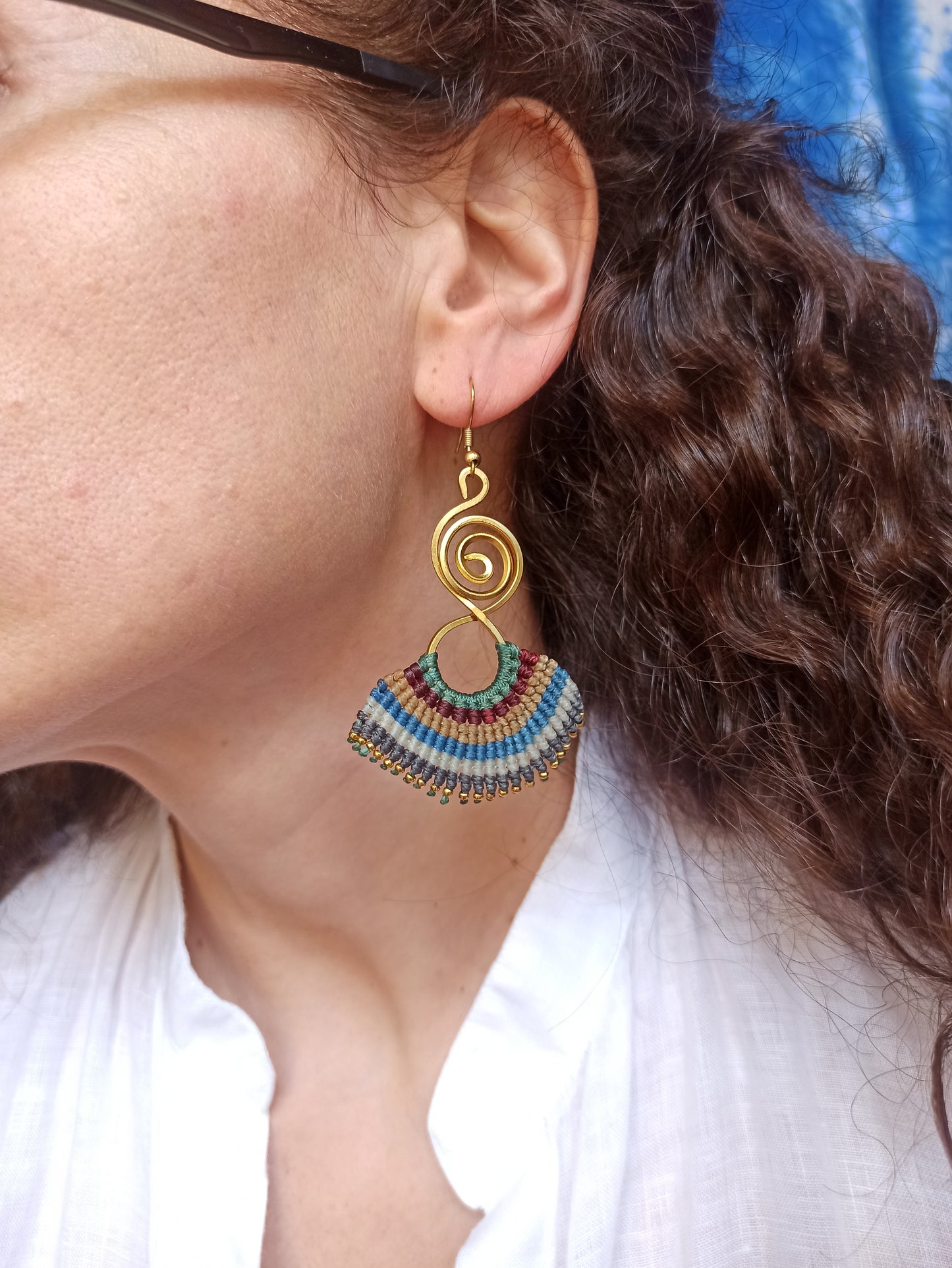 Golden macramé earrings