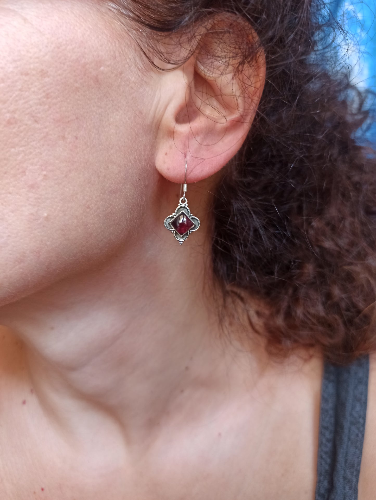 925 garnet silver earrings