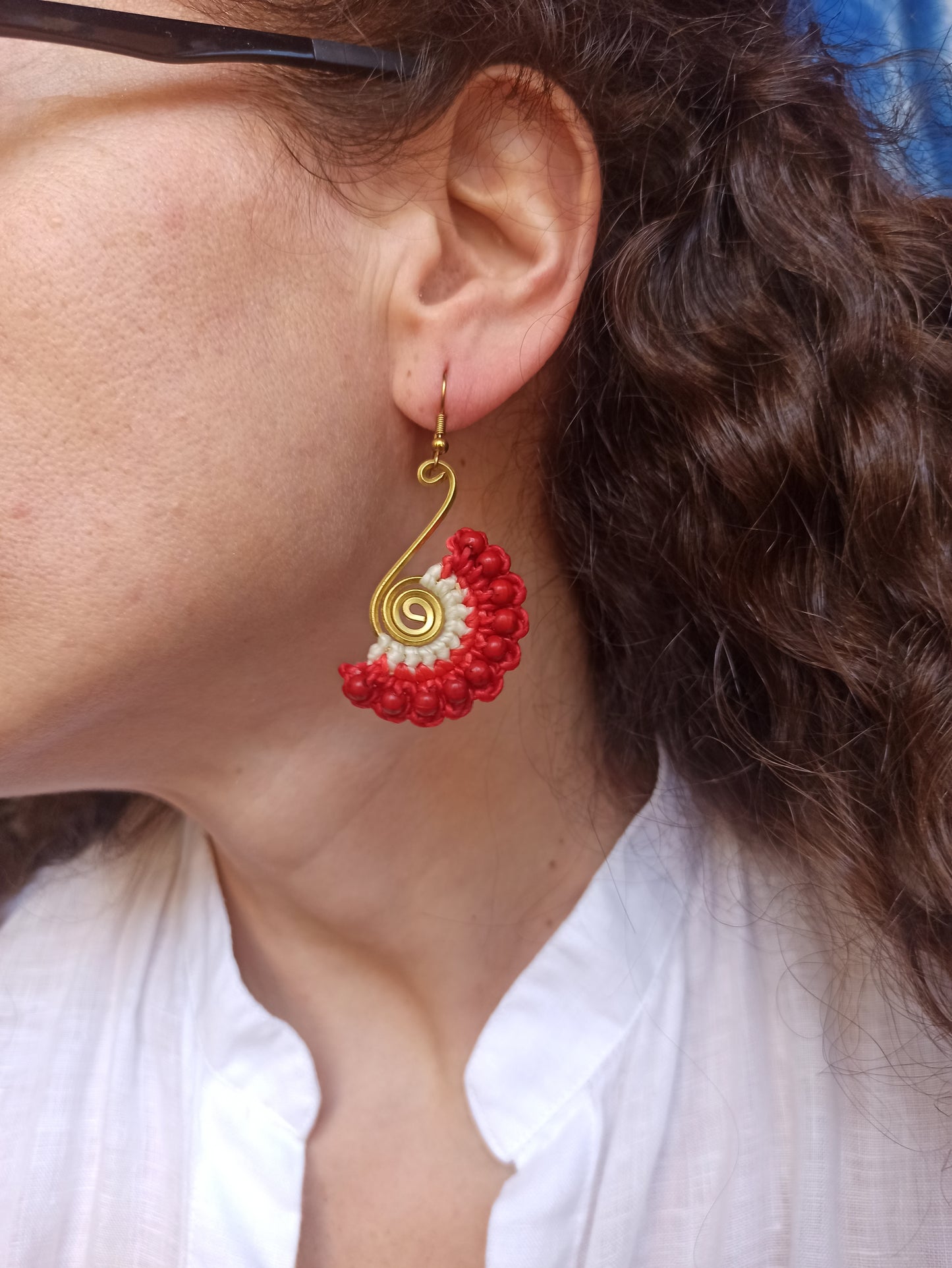 Golden macramé earrings