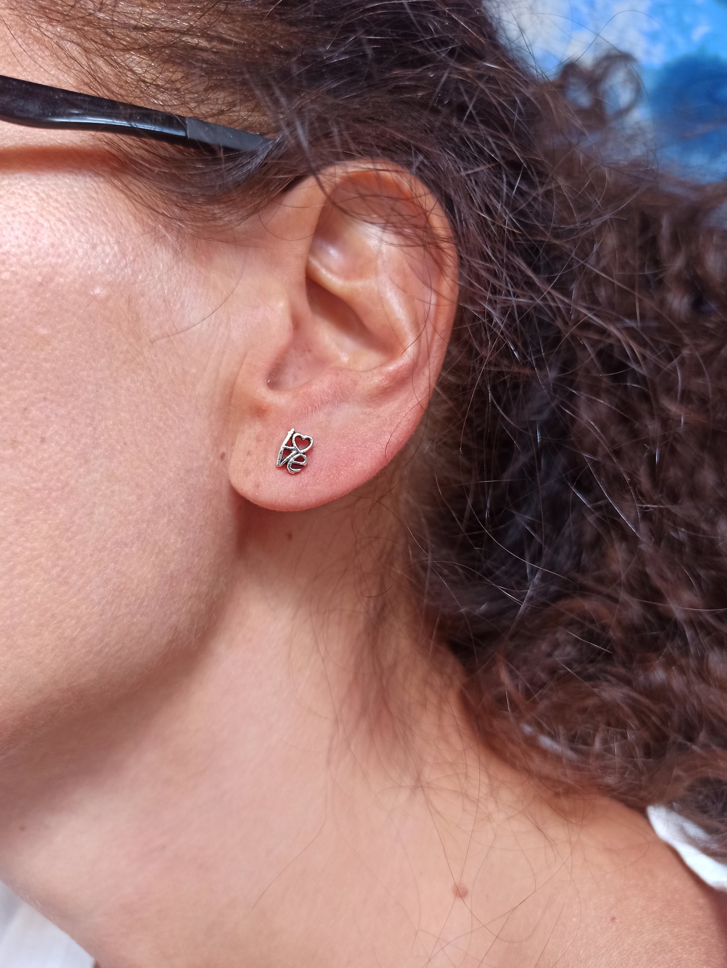 925 silver love single lobe earring