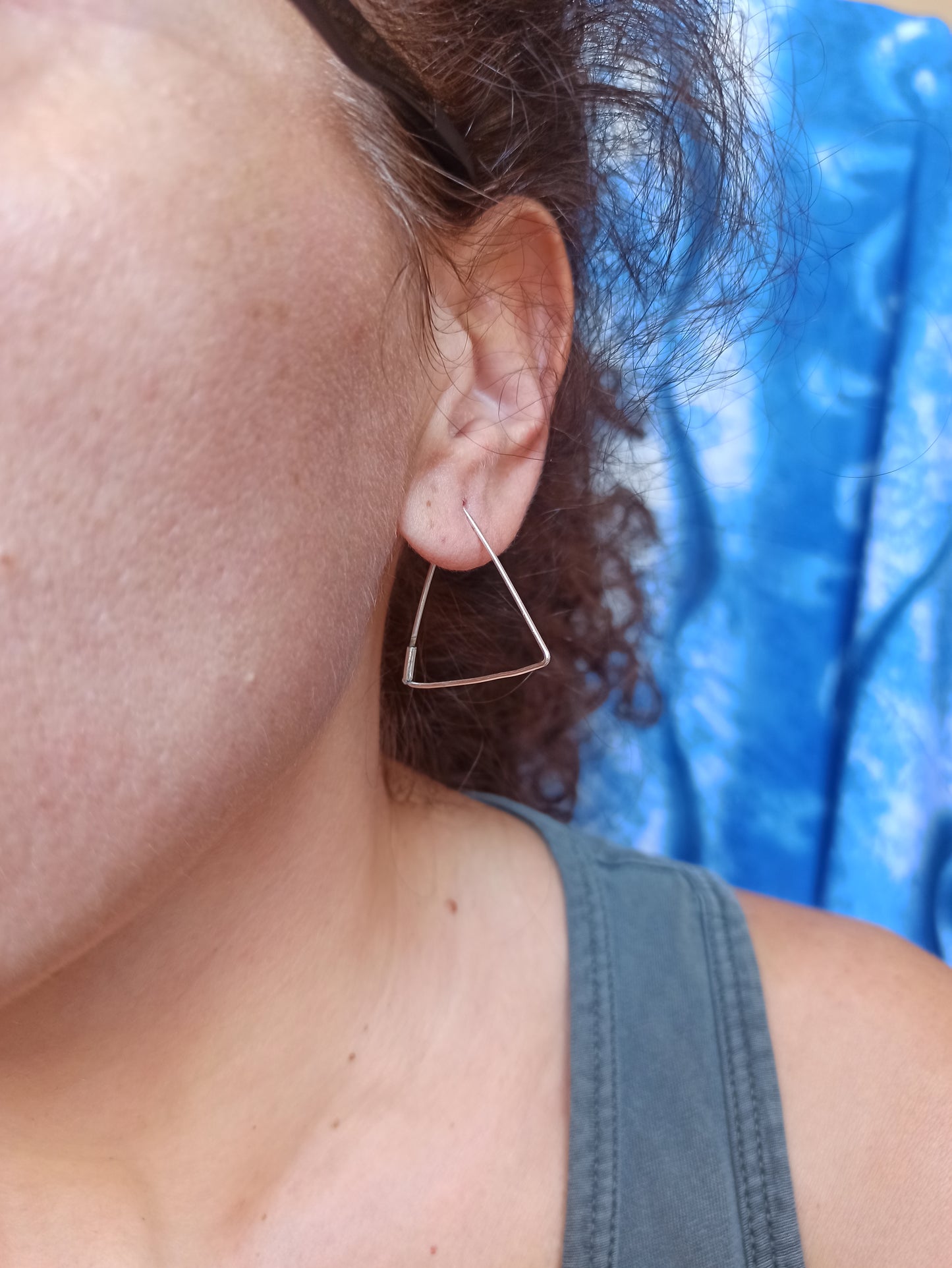 Boho Silver Hoop Triangle Earrings