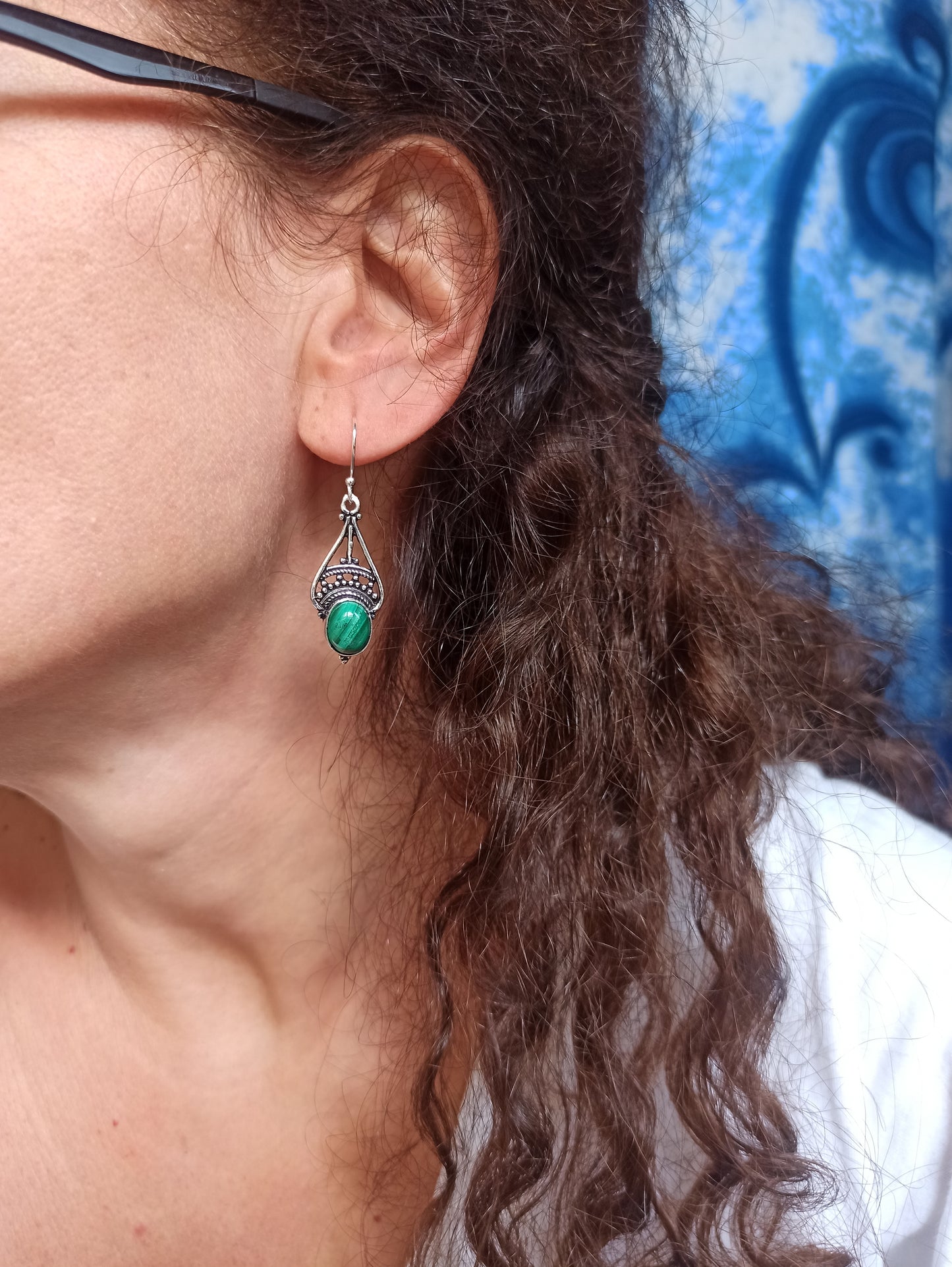 Orecchini argento925 malachite