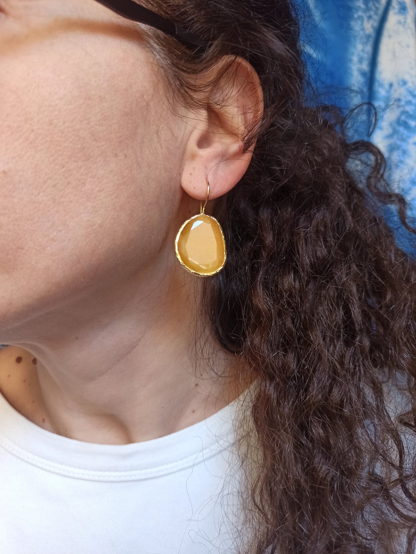 Yellow drop stone earrings