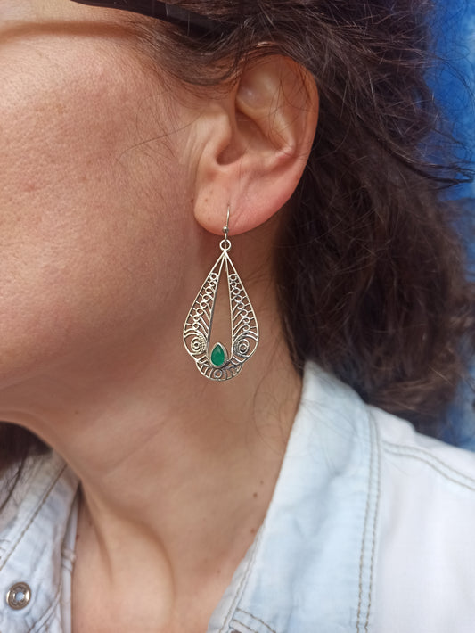 Orecchini argento925 onice verde O33