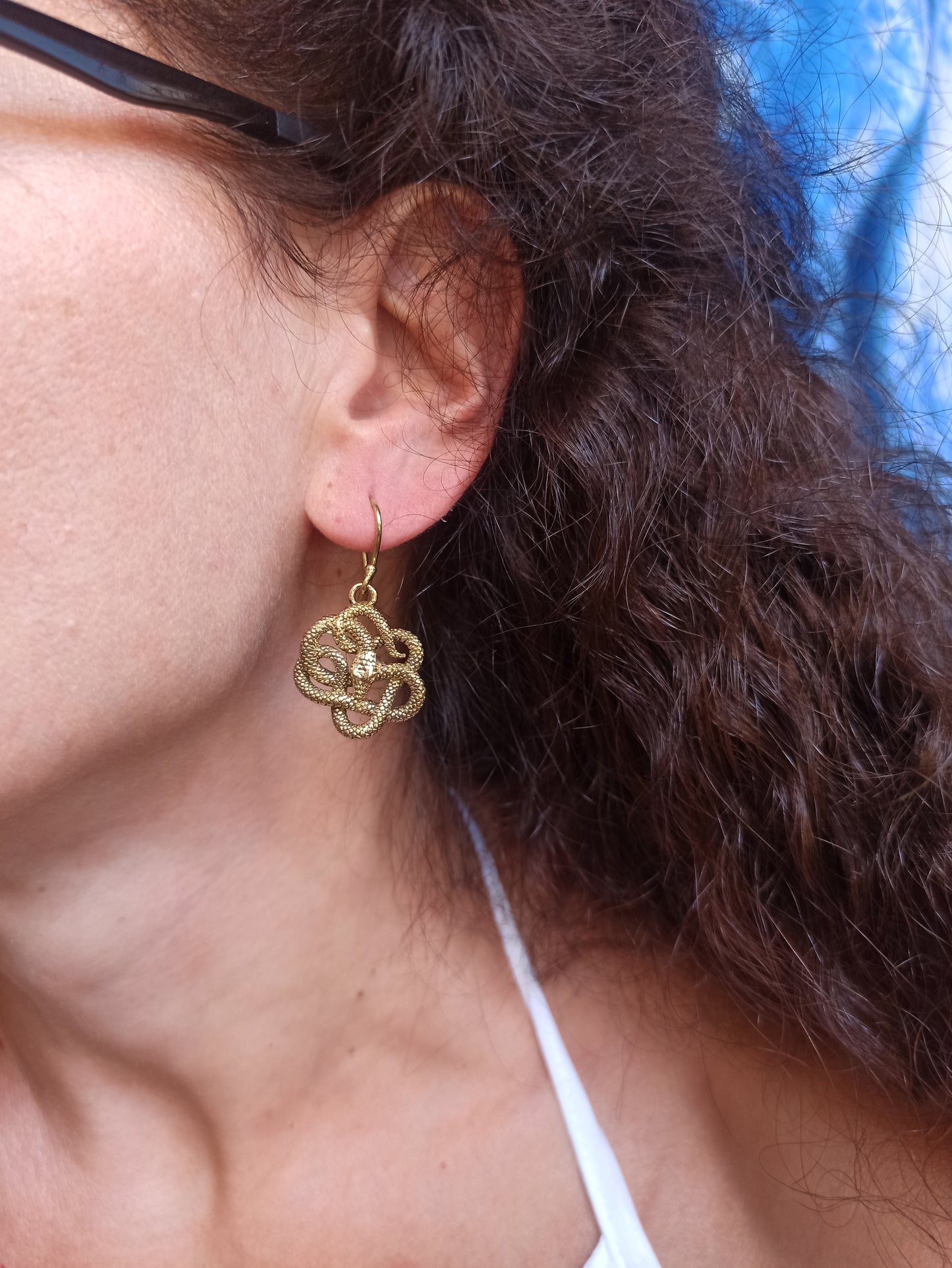 Golden snake boho earrings