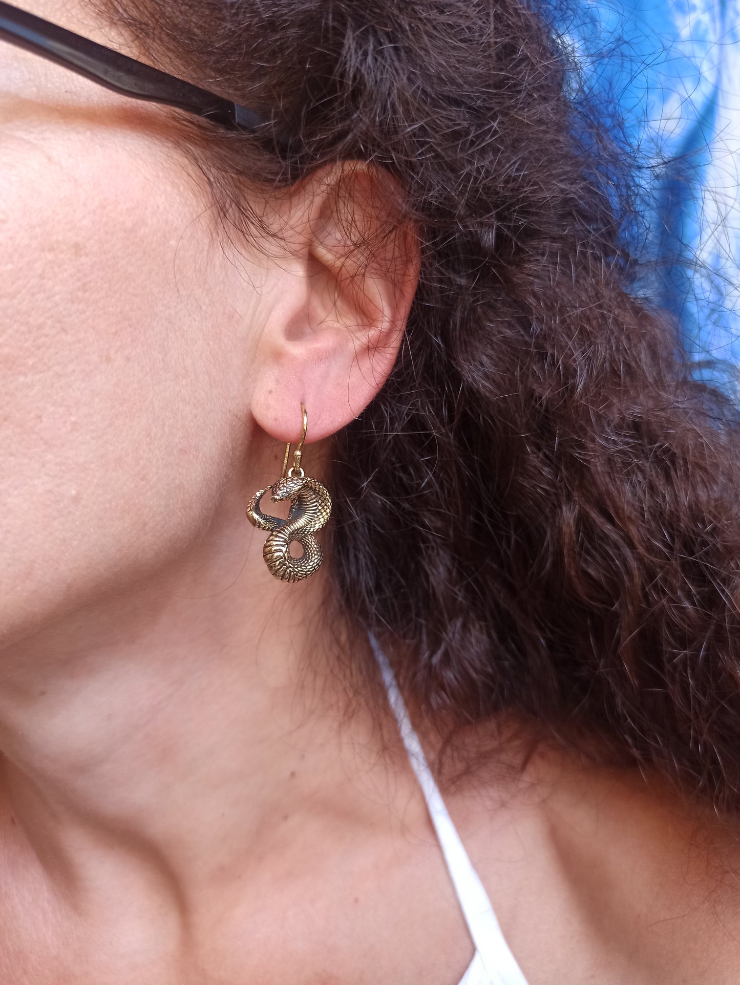 Golden snake boho earrings