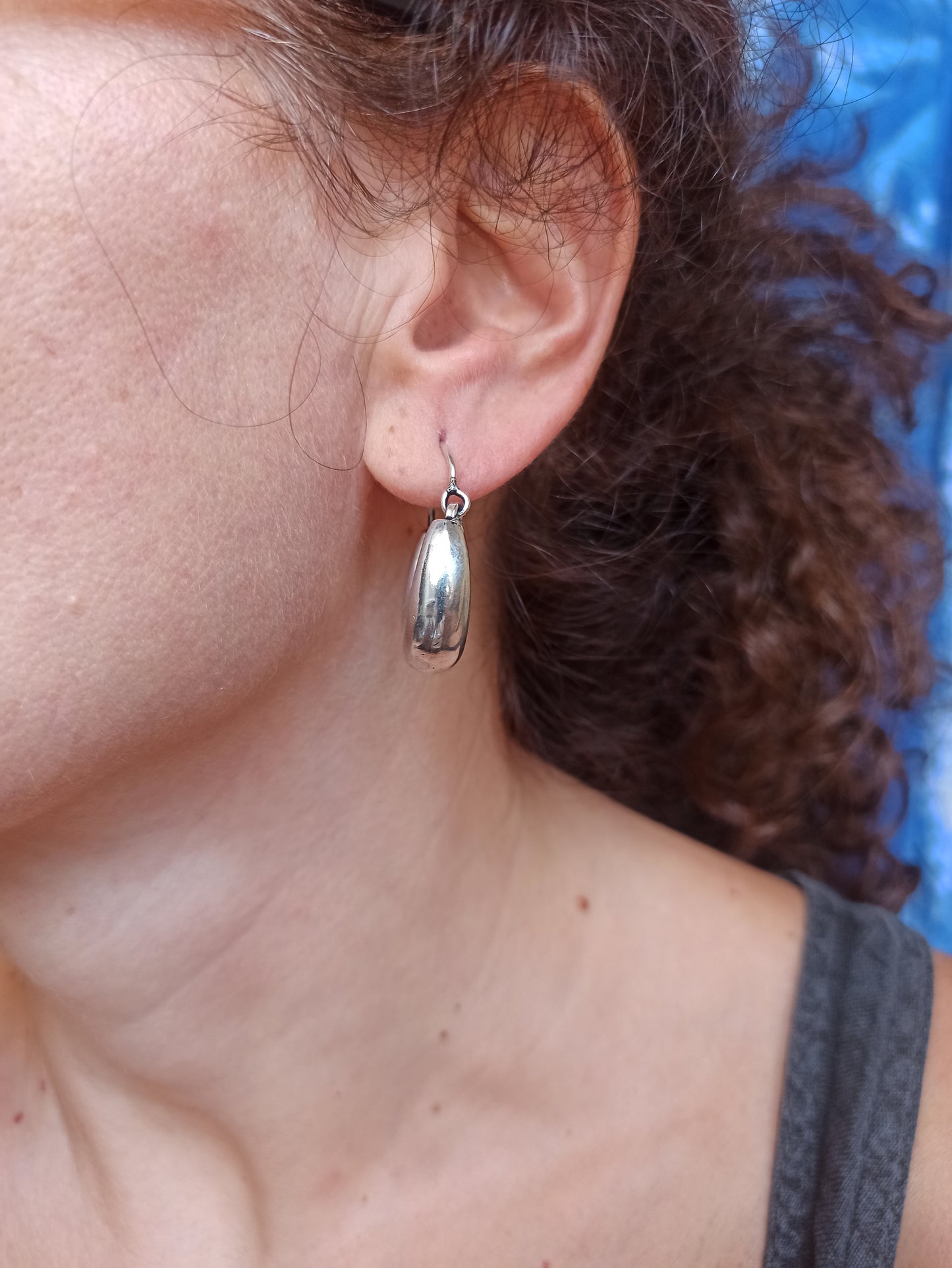 Boho earrings with small rounded silver circles