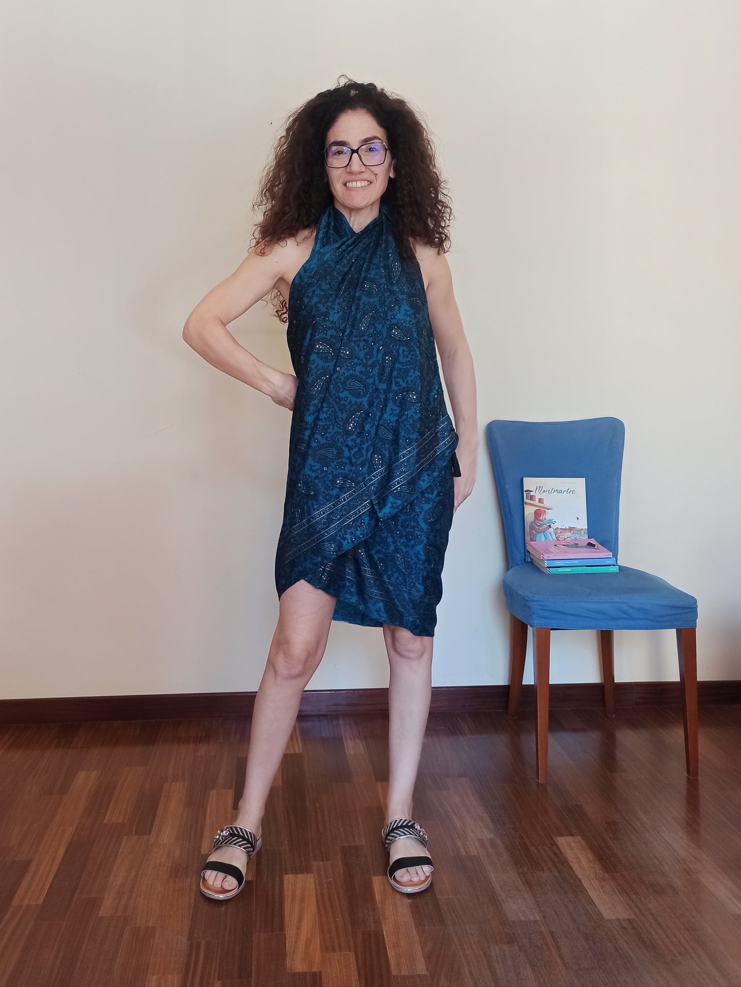 Blue and gold pareo A72