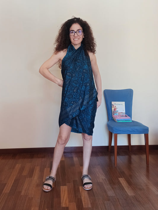 Blue and gold pareo A72