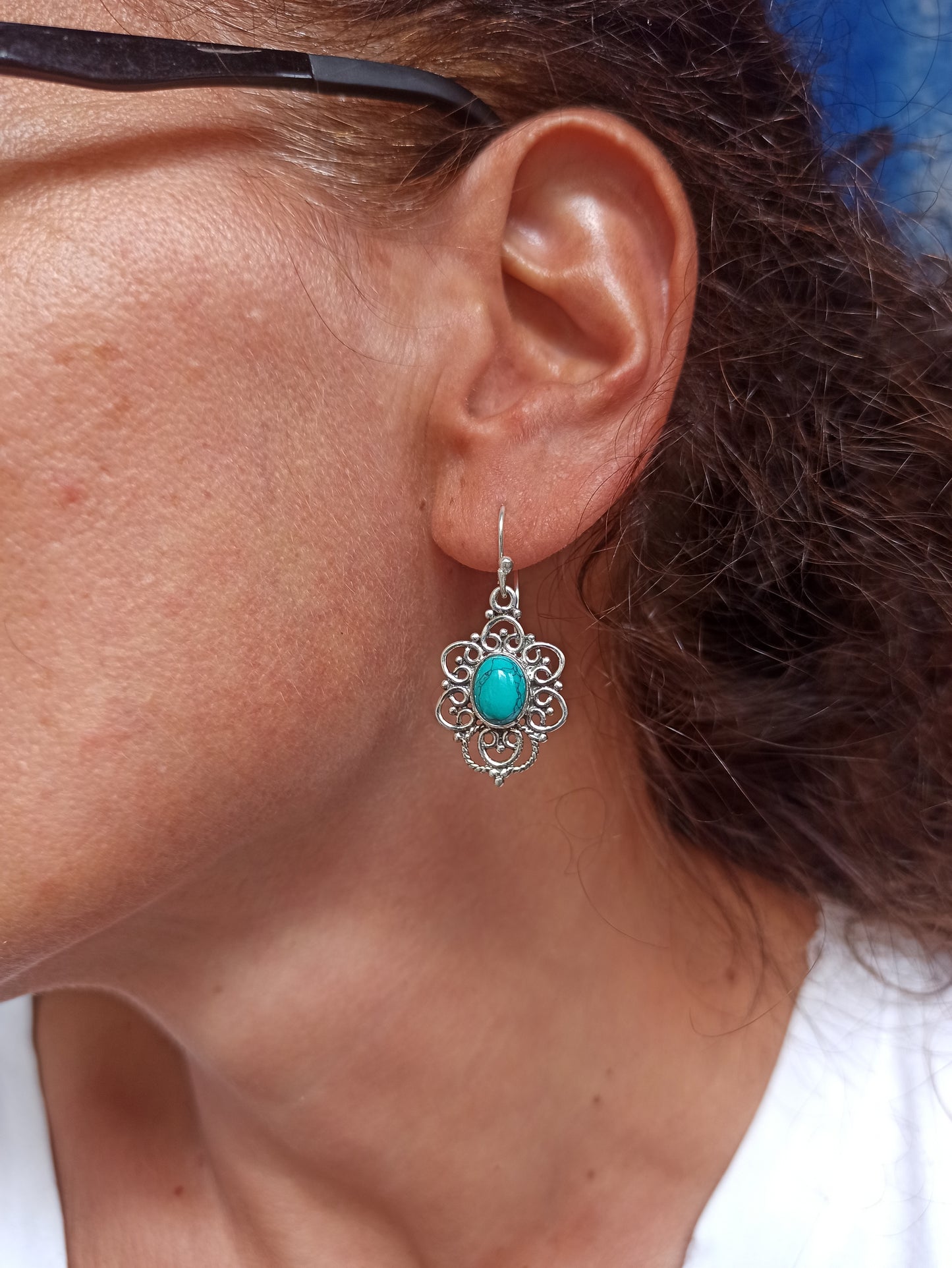 925 silver turquoise howlite earrings R49