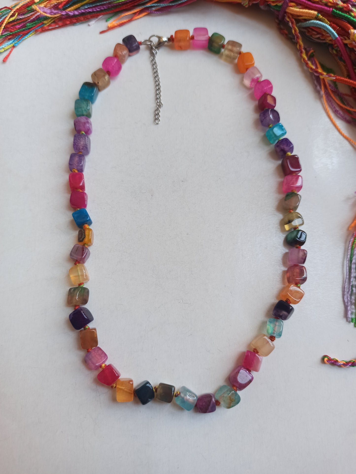 Multicolored stone choker necklace