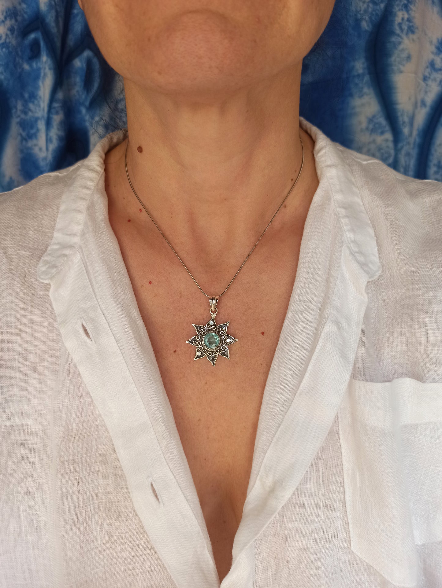 Ciondolo argento 925 acquamarina C65