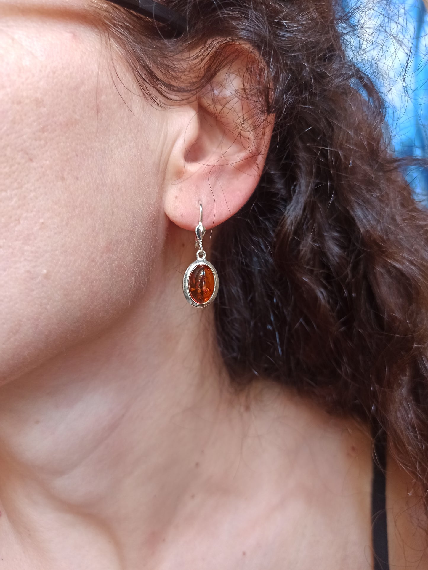 Silver 925 amber earrings A1