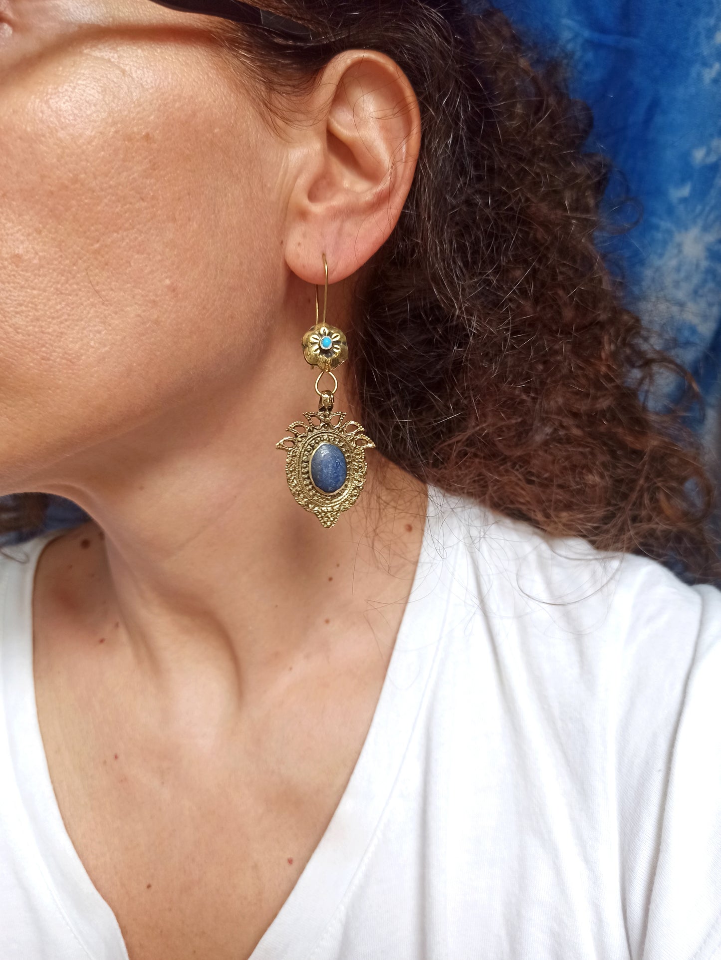 Antique vintage lapis lazuli earrings