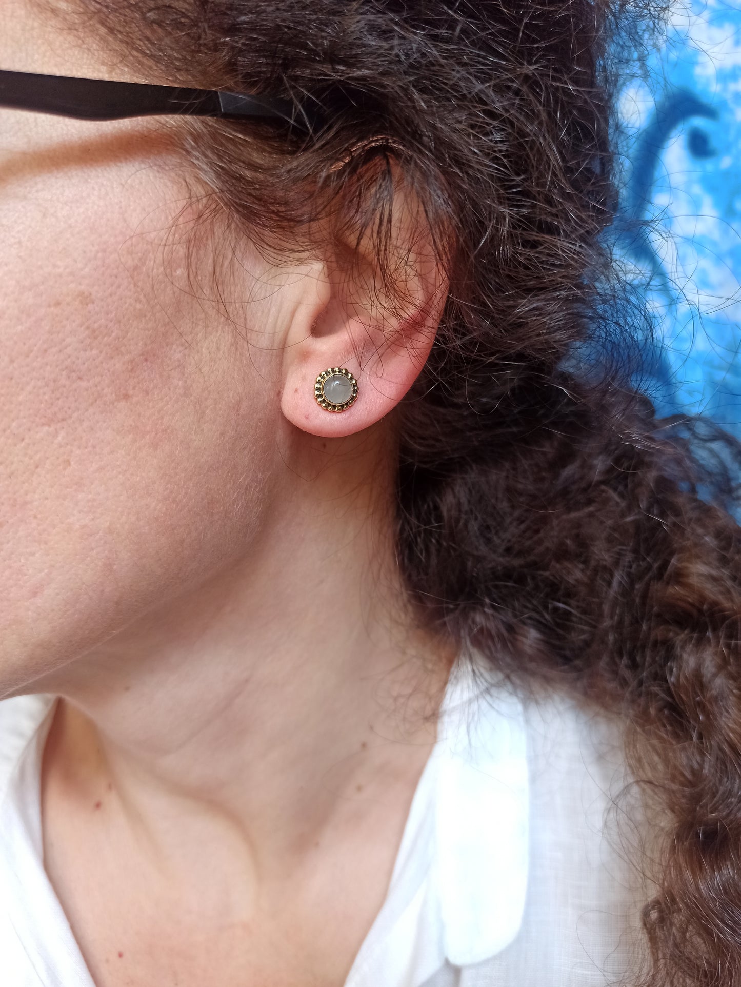 Gold Boho Earrings Pink Lobe